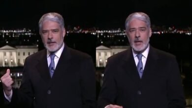 William Bonner se revolta com gritaria durante entrada ao vivo no JN