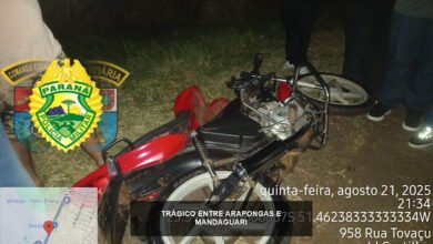 Jovem morre em acidente entre moto e carro na PR-444