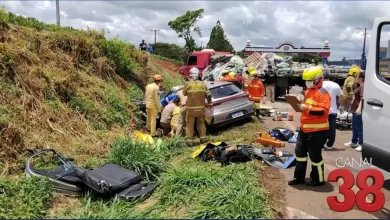 Colisão frontal na BR-376 deixa duas vítimas graves; resgate envolveu helicóptero e equipes terrestres