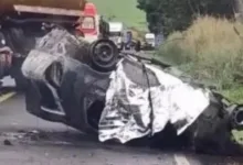 Colisão na PR-317 deixa três mortos após carro pegar fogo na região de Maringá 6 Local de acidente na rodovia PR-317