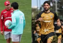 Partida de futebol entre Palmeiras e São Paulo