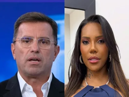 Rodrigo Bocardi e Carol Lekker em montagem de fotos dos bastidores da televisão.