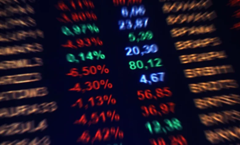 Gráfico do mercado financeiro e investidores