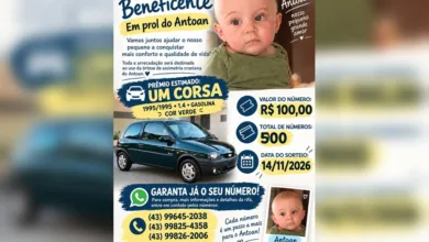 Carro Corsa verde modelo 1995 sorteado em rifa solidária em Borrazópolis