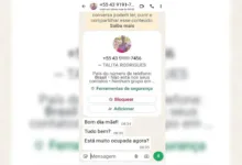 Tela de celular mostrando tentativa de golpe com perfil falso