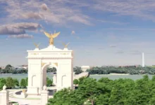 Por que Trump quer seu próprio Arco do Triunfo em Washington? 7 Ilustração ou vista de Washington com monumentos
