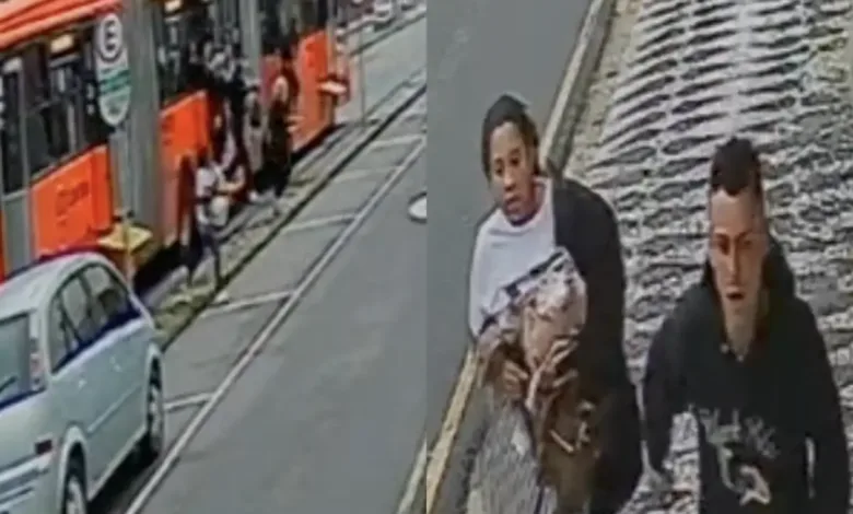 Câmeras de segurança flagraram fuga de suspeitos após assalto a ônibus em Curitiba