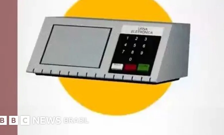 Urna eletrônica brasileira em funcionamento