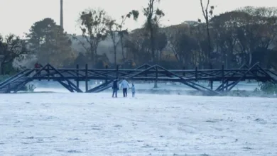 Paisagem de inverno com frio intenso em Santa Catarina