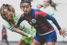 Jogadoras do Itabirito comemoram gol em partida do Campeonato Brasileiro Feminino A2