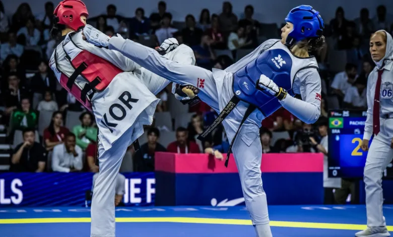 Maria Clara Pacheco mantém hegemonia no ciclo olímpico do taekwondo 1 Atleta brasileira de taekwondo em competição internacional