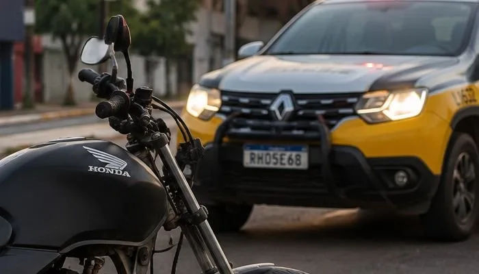 Motocicleta apreendida pela Polícia Militar