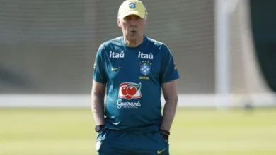 Jogadores da Seleção Brasileira durante treinamento