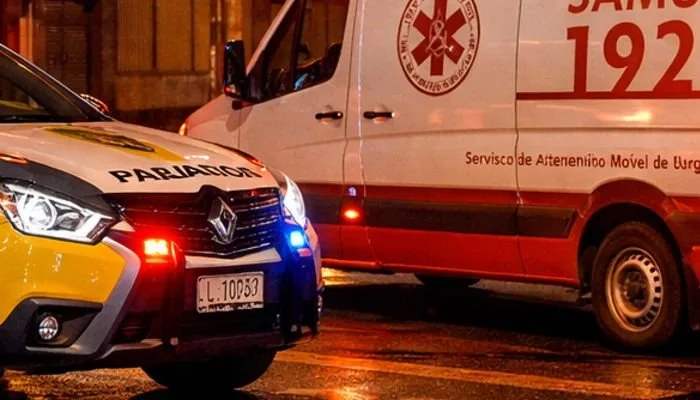 Viatura da Polícia Militar em atendimento de ocorrência