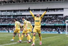 Jogadores do Mirassol em partida pelo Campeonato Brasileiro
