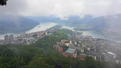 Vista panorâmica da abertura do Fórum da Civilização do Rio Yangtzé em Chongqing