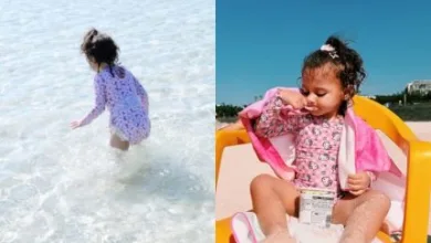 Helena, filha de Neymar e Amanda Kimberlly, em praia na Coreia do Sul