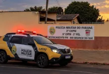 Viatura da Polícia Militar em operação de segurança
