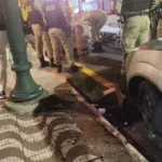 Viatura da Polícia Militar em atendimento de ocorrência