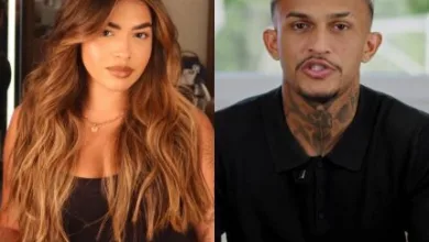 Amanda Martins e o jogador Wesley França