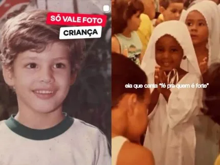 Montagem com fotos de famosos quando eram crianças