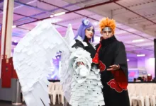 Carol e Genilson Frazão vestidos como personagens de anime