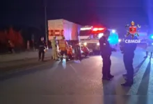 Local de atendimento do Samu após acidente de trânsito