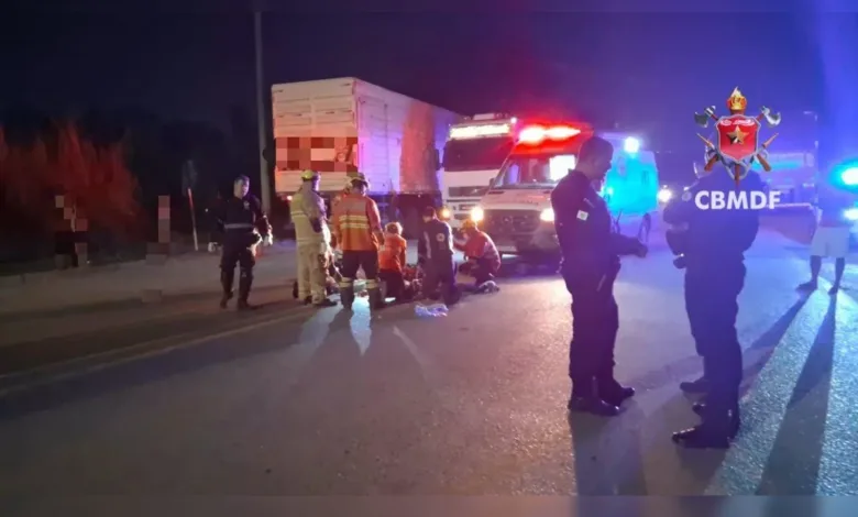 Local de atendimento do Samu após acidente de trânsito