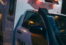 Viatura da Polícia Militar em atendimento de ocorrência