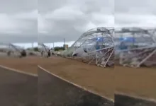 Imagem gigante de Nazaré desaba após forte chuva em Belém 7 Imagem de Nossa Senhora de Nazaré desabada