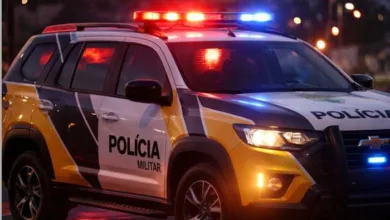 Viatura da Polícia Militar em operação de patrulhamento